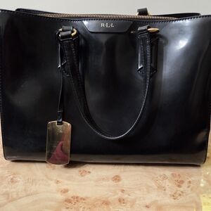Ralph Lauren Black Leather Tote Bag, Re-Poshing